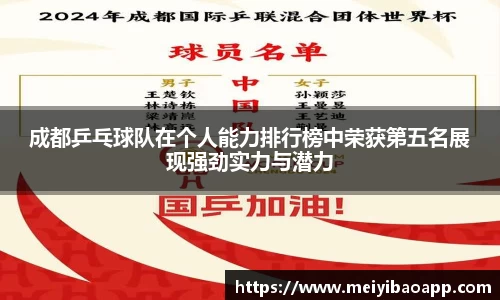 成都乒乓球队在个人能力排行榜中荣获第五名展现强劲实力与潜力